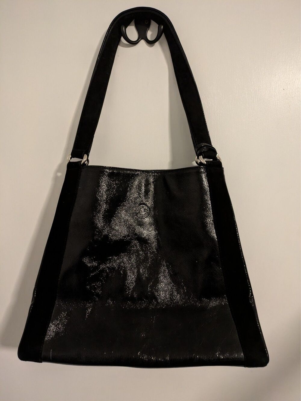 Giani Bernini Patent Black Leather Tote Bag Black Purse